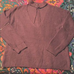 Women’s Lavender V-neck Oversized Sweater